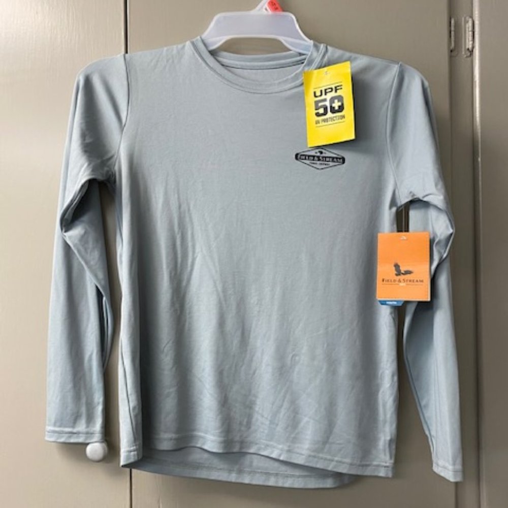 Field and Stream UPF Youth Shirt Gray with Shark L